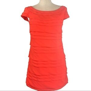 French Connection Cap Sleeve Ruffle Mini Dress - Coral Pink/Orange, Size US 4